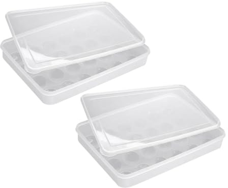 Tofficu 2 Piezas Cartón De Huevos Bandeja De Plástico Resistente Contenedor De Alimentos Para Cocina Refrigerador Huevera De Plástico Caja Para Guardar Huevos Cocina