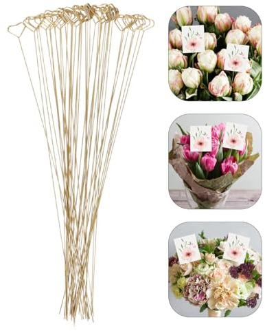 ULTECHNOVO 40 Stück Metall Kartenhalter in Herzform 30cm Blumenstecker Gold für Floristik Hochzeitsdeko Tischnummern Fotohalter und Grußkartenhalter Set für Blumenstrauß