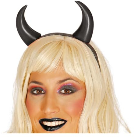 CARTOON Cerchietto con corna nere copricapo da diavolo accessorio per costumi e travestimenti halloween carnevale feste a tema cosplay