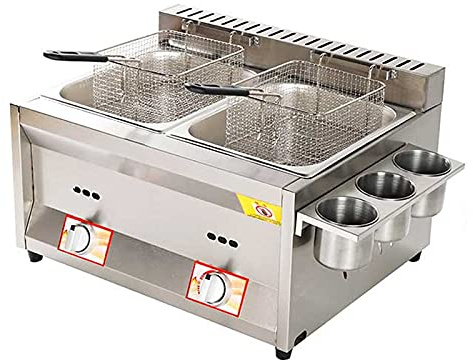 Friggitrice a Gas Professionale per friggitrice a Gas Professionale in Acciaio Inossidabile con cestello per Macchina da Cucina per ristoranti Commerciali da banco