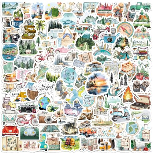 Alethron 206 Stück Reise Scrapbook Stickers, Journal Scrapbook Sticker Travel Scrapbooking Sticker Journaling Reisen Urlaub Fotoalbum Aufkleber für Fotoalbum Koffer Handyhülle Laptop Skateboard