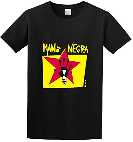 Mano Negra Manu Chao King of Bongo 1991 Album Cover T-Shirt Graphic Tee Printed Top Mens Black Shirt M