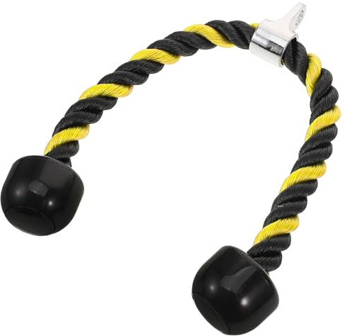 Healeved Cuerda para Tríceps de Nailon 70 Cm Amarilla, Accesorio de Cable Antideslizante para Gimnasio y Fitness, Cuerda de Tracción para Entrenamiento de Bíceps, Hombros y Abdomen