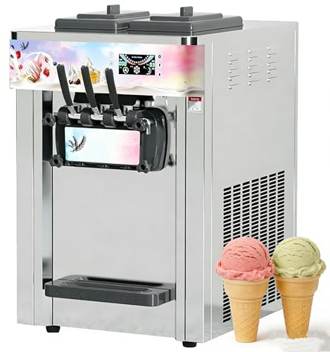 PEIXU 1400W Máquina de Helados Comercial Profesional, Pantalla a Color, 20-22L/H, Máquina de Yogur Helado de Sobremesa, Ideal para Bares, Restaurantes y Uso Doméstico