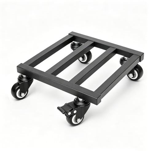 LUBEWISE - Rodillo para plantas para exteriores, 30 cm, cuadrado, de metal, con 4 ruedas, 2 con freno, posavasos para plantas, carga pesada de hasta 200 kg, resistente a la intemperie, para interiores