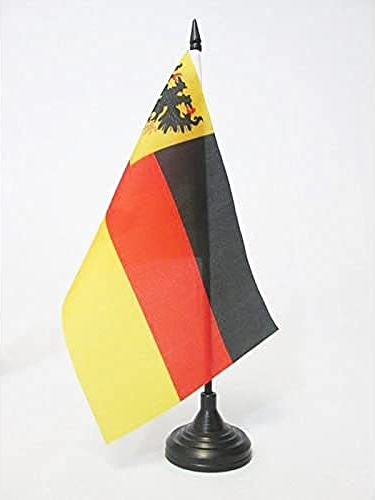 AZ FLAG Drapeau de Table Allemagne 1848-1852 21x14 cm Socle Plastique | Usage intérieur Drapeau de bureau de l'ancienne Allemagne Deutschland Alt 1848-1852 finition cousue et bords renforcés