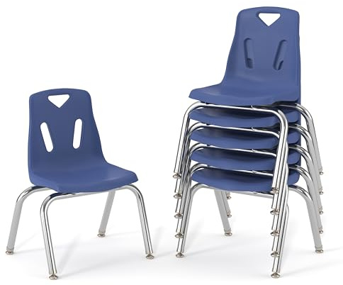 Jonti-Craft Berries 8142JC6003 Stacking Chairs with Chrome-Plated Legs, 12 Height, Blue, Pack of 6