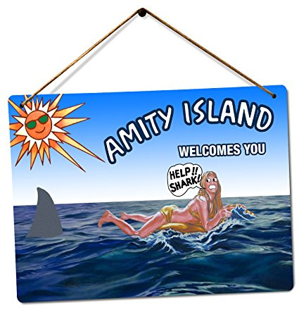 WTF | Amity Island Shark Billboard | Twine - Metal Wall Sign Plaque Art Inspirational