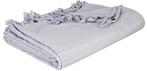 Atmosphera - Jeté de lit en Coton - Gris Clair 160x220 cm