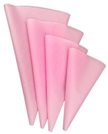 Austinstore 4Pcs Reusable Silicone Icing Piping Cream Pastry Bag Nozzle DIY Cake Baking Tool Pink
