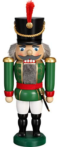 Seiffener Volkskunst Nussknacker Husar 28cm Made in Germany (grün)