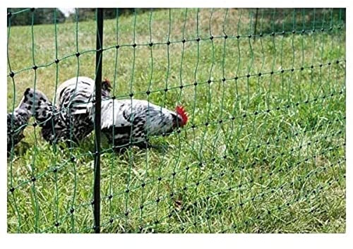 Kerbl Hobbyfarming PoultryNet, 106cm, 25m, Geflügelnetz, Weidezaunnetz, elektrifizierbar, Doppelspitze, grün, 9 Pfähle, Hühner, Gänse, Puten, 3 Jahre Garantie UV-Stabilität