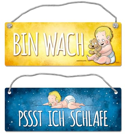 Baby schläft - Baby ist wach Wendeschild mit Kordel
