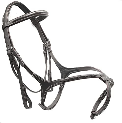 Astile Leather Grackle Bridle Padded With Free Reins Hand Stitched Design Black Brown (FULL, BROWN)