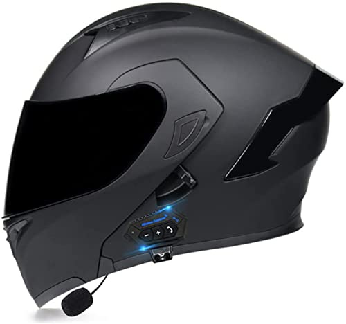Casco Moto Modulare Bluetooth Integrato, Casco Moto Integrale Con Doppia Visiera Anteriore Ribaltabile Antiappannamento, Casco Da Corsa Certificato DOT/ECE Per Uomini Adulti, Donne E3,M=57-58CM