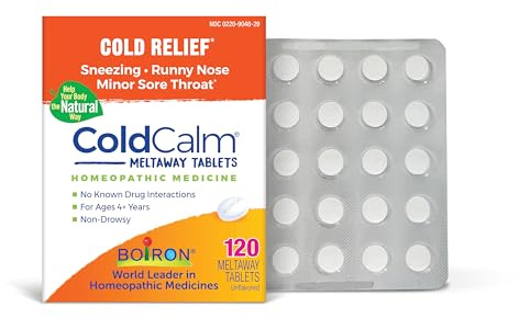 Boiron ColdCalm Tablets for Cold Symptoms of Sneezing, Runny Nose, and Sore Throat - 120 Count