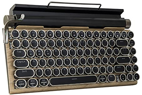Adventurers Teclado mecánico retro con retroiluminación LED, 83 teclas, Bluetooth 5.0, eje azul, resistente al agua y al polvo, compatible con iOS/Android/Windows/Vista/Linux/Mac Office/Gaming