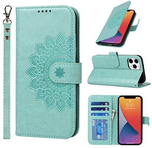 ELTEKER iPhone 11 Pro Hülle - Eleganter Leder Schutz mit Magnet Verschluss und 3 Kartenfächern, Grün