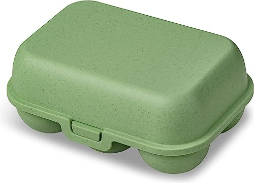 Koziol Eggs to GO MINI Eierbox für 6 Eier | Transportbox, Aufbewahrungsbox | biozirkulärer Kunststoff, stapelbar, spülmaschinengeeignet | Küche, Haushalt, Camping (Nature Leaf Green)