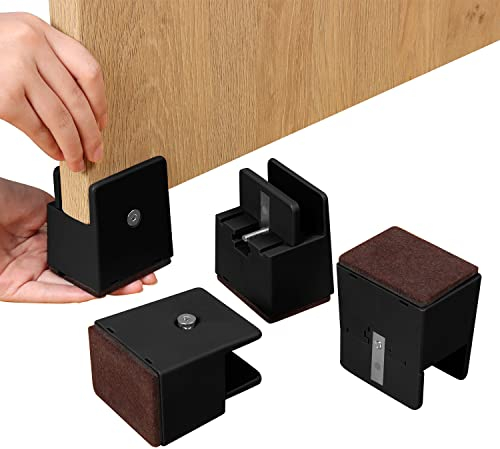 Ezprotekt Einstellbare Stuhlerhöhungen mit Schraubklemme, 5,08 cm, strapazierfähige Sofa-, Tische, passend für quadratische, runde Stuhlbeindurchmesser von 0,–3,8 cm, unterstützt 9.000 kg, Schwarz