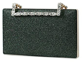 CORIOS Clutch Damen Glitzer Abendtasche Funkelnd Schultertasche Hochzeit Brautbörse Handtasche Glänzend Umhängetasche Cocktail Party Abschlussball Tasche für Frauen Dunkelgrün