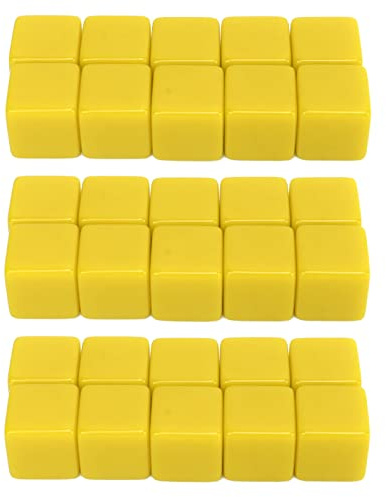 30 Pz 16MM Dadi Arrotondati Vuoti A Sei Facce Insegnamento Creato Sesources Gioco Insegnamento Cubi di Plastica Quattro Colori Scegliibili ， Dadi Vuoti Cubi di Dadi Acrilici Colori Assortiti(Giallo)
