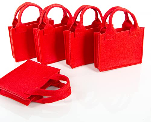 Logbuch-Verlag 5 kleine Filztaschen rot Geschenktasche aus Filz 15 x 12 x 4 cm Kleinigkeit schenken Verpackung zum Befüllen Ostern Hochzeit