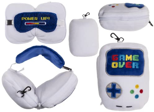 Out of the blue Cojín de Viaje de Peluche con máscara de Ojos, Juego de Ojo, 19 x 14 x 9 cm