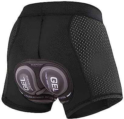 Msport Pantalones Cortos de Ciclismo para Hombre – Acolchado 3D en Gel, Transpirable y de Secado Rápido, Ropa Interior de Ciclismo