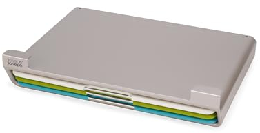 Joseph Joseph Folio Slim 3 teiliges im Schrank, Regal hängendes Schneidebrett-Set, Groß, grün/blau/silbern