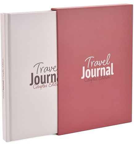 gateway22 Travel Journal Couples Edition - Travel Memory Book, Trip Diary, Photo Album - 136pgs, 15 Trips. Includes Photo Corner Stickers. In Gift Sleeve. Travel Gift for Women and Men - A5 Red