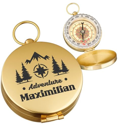 polar-effekt Goldener Kompass mit Gravur - Outdoor Geschenke für Männer und Frauen - ideal zum Wandern, Klettern und Segeln