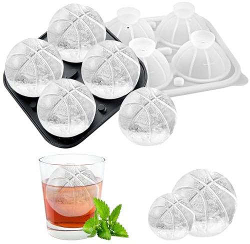Eiswürfelform Silikon, 5,5cm Eiswürfelform Rund Groß, XXL Eiswürfelform Kugel, Eiswürfelbehälter mit Deckel, Groß Eeckige Eiswürfelformen, BPA Frei Ice Cube Tray für Whisky Cocktails Saft