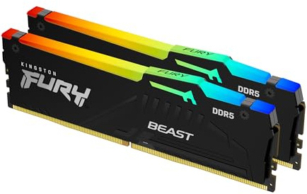 Kingston FURY Beast Black RGB 32GB (2x16GB) 6800MT/s DDR5 CL34 DIMM Desktop Gaming Memory Kit of 2 AMD EXPO/ Intel XMP - KF568C34BBEAK2-32