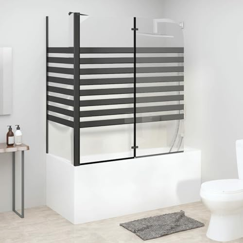Chaduof Duschabtrennung, Duschwand, Badewannenaufsatz, Duschwand Für Badewanne, Badewanne Wand, Glaswand Badewanne, Badewanne Duschwand, Gestreift 120x68x130 cm Hartglas