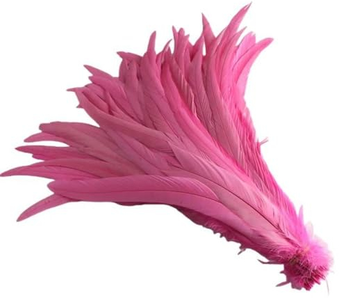 100 Stück/Lot Hahnenschwanzfedern zum Basteln, Bastelzubehör, Urlaubsdekoration, Karnevalsfeder, indischer Kopfschmuck, Rosa, 14–16 Zoll, 35–40 cm