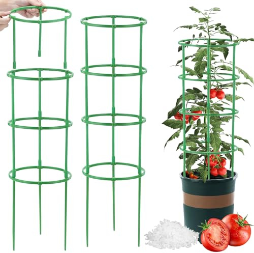 Generisch Tomaten Rankhilfe, Rankhilfe Gurken Pflanzen mit Verstellbarer Höhe, Tomatenturm Gurken Rankhilfe Bohnen Rankhilfe Pflanzen Rankhilfe-60Ringe + 60 Stangen + 50Clip