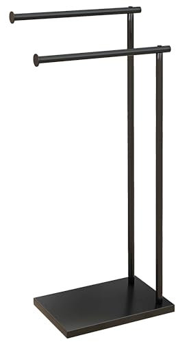 HOMCOM Porte-Serviettes sur Pied en Acier sèche Serviette sur Pieds avec 2 Barres Support pour Serviette 35,5l x 20P x 78H cm - Noir