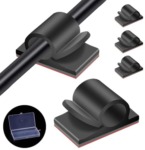 Große Kabelclips mit Aufbewahrungskasten, 50pcs Klebekabel Halter Clips, Outdoor Light Wire Clips Kabel Tidy Hooks Schnur Organiser für Kabelmanagement, Home Office Schreibtisch Wand, 14x20mm