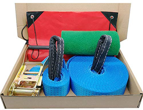 Tragbares blaues Slackline-Kit für Erwachsene und Kinder, einfache Installation, 30 m Slackline mit Baumschutz, 5 cm Bandbreite, für Outdoor-Fitness-Balance-Training