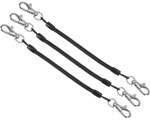 PATIKIL Porte-Clés En Spirale Rétractable Plastique 5 Pouces Noir 3 | Avec Mousquetons, Cordons Extensibles Avec Crochet, Pour Clés, Badges D'Identification, Étiquettes