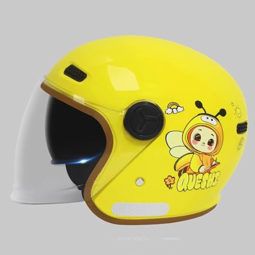 QJWMatic Kinder 3/4 Offener Motorrad-Halbhelm Kinder Moped ATV Helm ECE-geprüft Jungen Mädchen Elektroroller Jethelm für 3-13 Jahre C,50-55CM