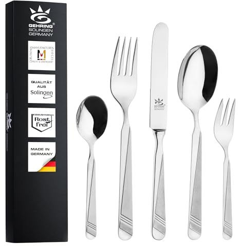 Gehring Solingen Besteck Set Esprit 30-teilig I Edelstahlbesteck I hochwertiges Essbesteck inklusive 6 Menümesser I Besteck Set 6 Personen I spülmaschinengeeignet I Made in Solingen Germany