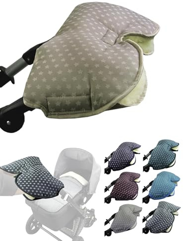 BAMBINIWELT Handmuff mit Lammwolle – warmer Handwärmer für Kinderwagen, Buggy & Radanhänger – wasserfest, winddicht & waschbar – für Winterspaziergänge, Farbe: Sterne beige