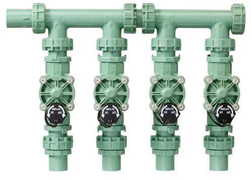 Orbit 57257 4-Valve Preassembled Sprinkler Manifold – Easy Install, Smart Controller Compatible, Works with PVC & Poly Pipe, Includes 4 in-Line Valves