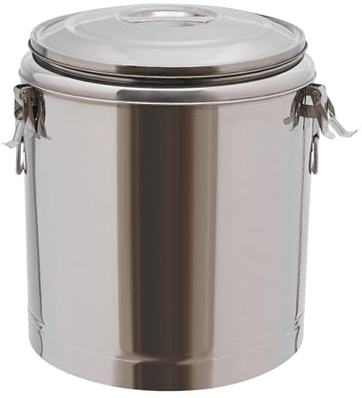 32L Transport Thermobehälter Profi Gastro Edelstahl Thermotransportbehälter mit Tragegriffen, Deckel, Gummiring, Spannverschluss Hält Getränke 8h Kalt und Warm