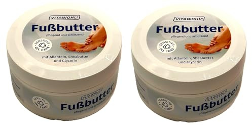 Confezione da 2 burro per piedi Vitawohl con allantoina, burro di karitè e glicerina, 2 x 250 ml