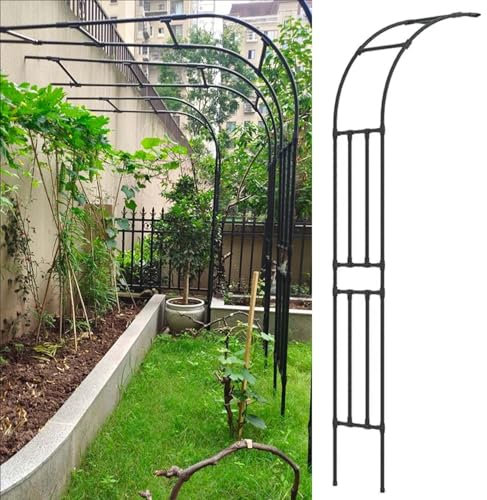 Treillis d'arche de jardin en acier robuste – Pergola en métal pour plantes grimpantes, roses, vignes et légumes – Support de décoration de mariage 90 x 240 x 40 cm