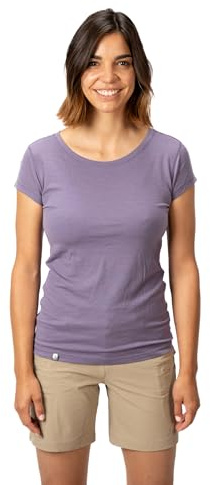 ALPIN LOACKER Camiseta de Merino para Mujer de Manga Corta y Polo, Transpirable, de Secado rápido, para Deporte y Senderismo, Camiseta de Lana Merino y Parte Superior térmica, Violet M