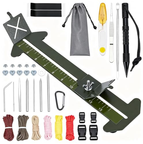 UNICRAFTALE Verstellbares Pracord Armband Jig Kit Verstellbare Länge 4 bis 13 Jig Armband Maker Kit Mit 4 Kordeln Und 2 Schnallen Armeegrüne Armbänder Werkzeug Kits Zum Weben DIY Handwerk